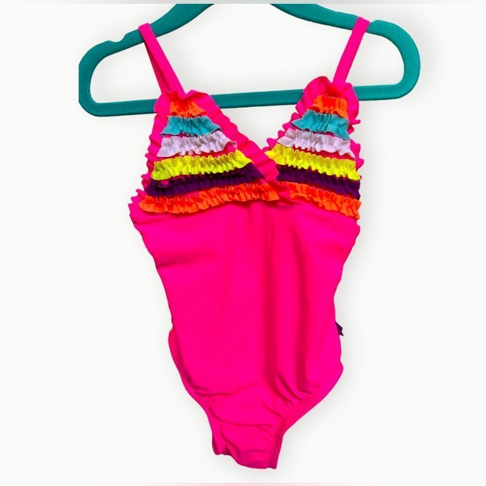 Children’s Place Girls Kids One Piece Pink Ruffle Bathing Suit Swimsuit. 3. 3T.